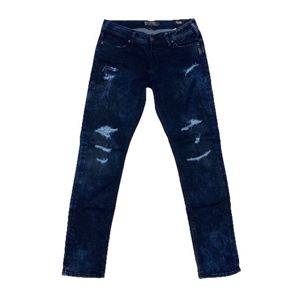 Silver Jeans Co Tuesday Mid Skinny Womens 31x31 Blue Distressed Ripped Dark Wash - Picture 1 of 9